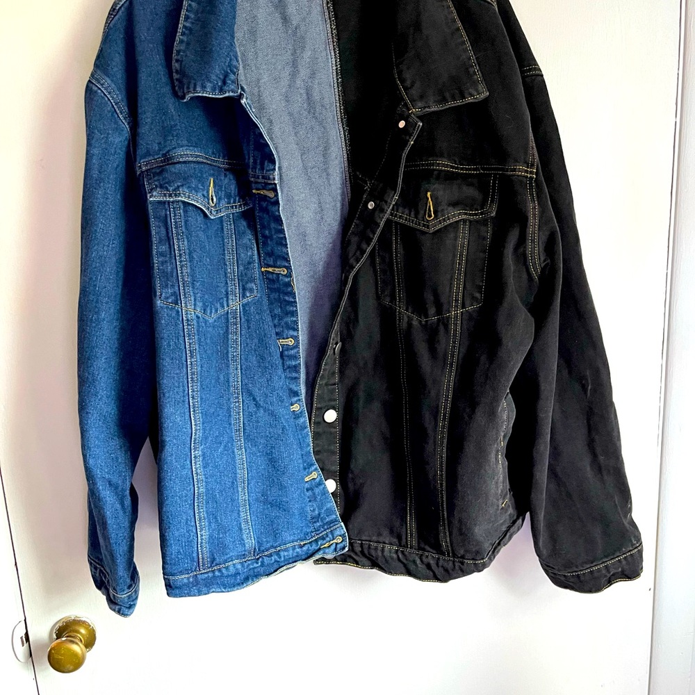 Blue & black Jean jacket with multiple pockets 4X